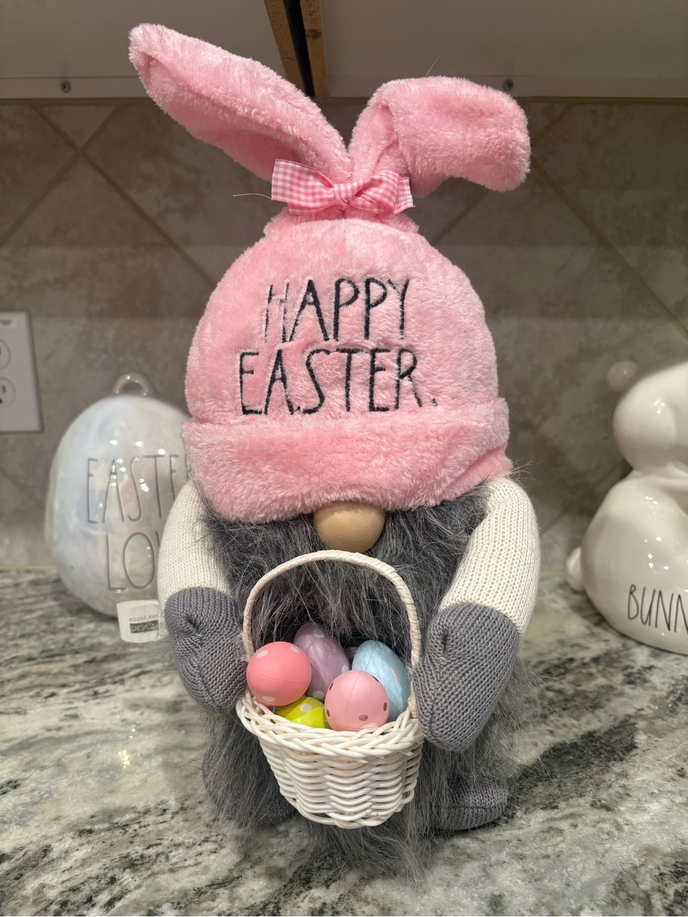 Pink Easter Gnome Plush with Egg Basket - Rae Dunn